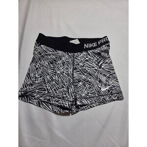 Nike Pro Shorts Womens Small Black White Scribble Print Compression Athletic 3in